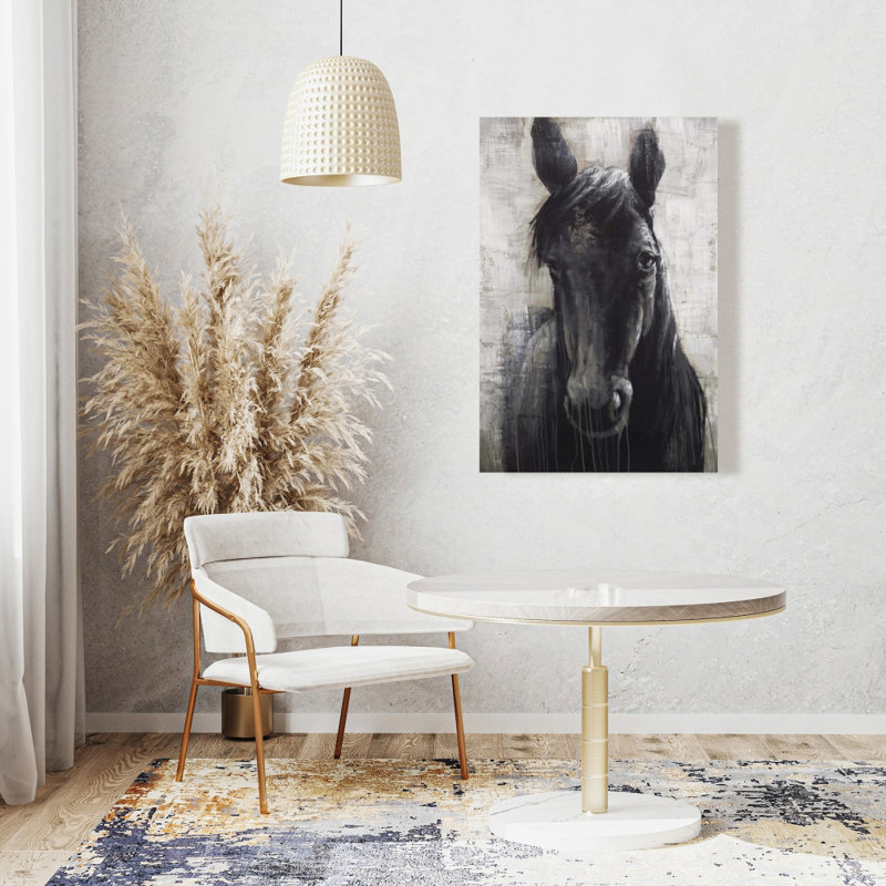 Black Horse Canvas - Farm Animals Home Decor