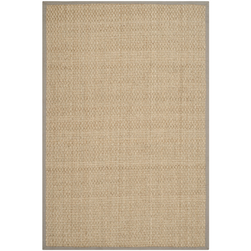 Auckland Bamboo Slat/Seagrass Natural/Gray Area Rug, Rectangle 5' x 8'