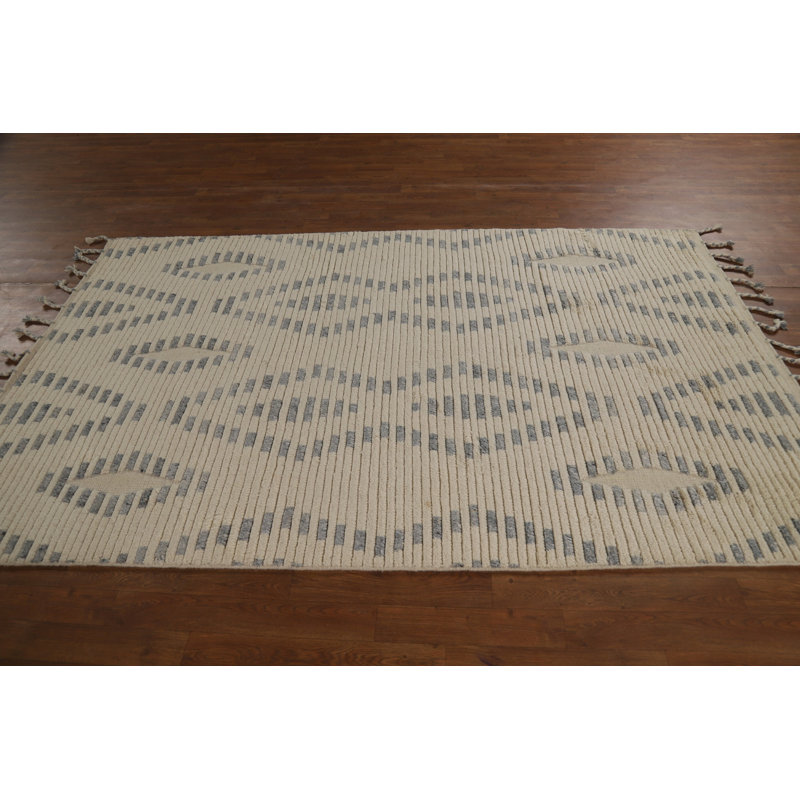 Tapis rayé de style marocain indien 5 x 8