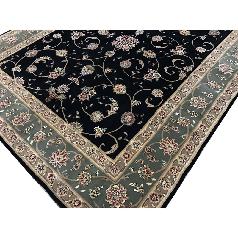 Hand-Knotted High-Quality Brown and Green Area Rug