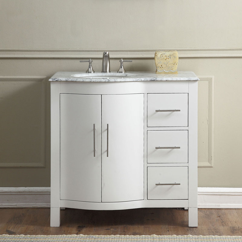 Ateeq 36'' Single Bathroom Vanity with Marble Top