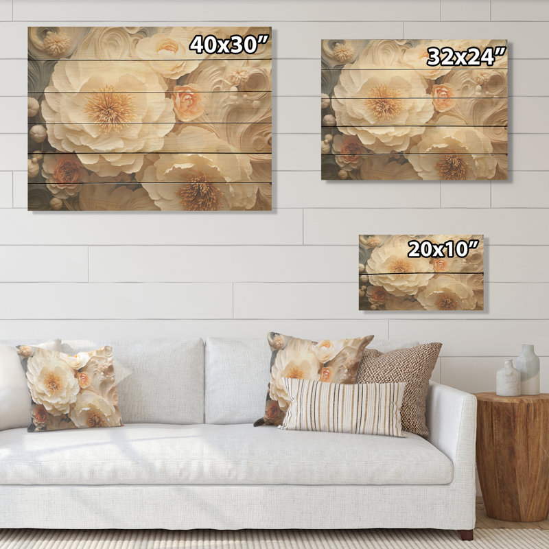 Teintes vives de renoncule - art de bois de renoncule sur bois de pin naturel, H 30 po x l 40 po