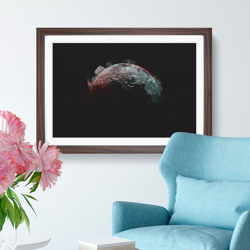 Moon - Picture Frame Graphic Art Print, 27cm H x 36cm W x 2cm D, Walnut Framed