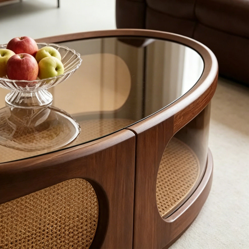 Table basse en bois massif de style français, 17.7" H x 47.2" W x 31.5" D