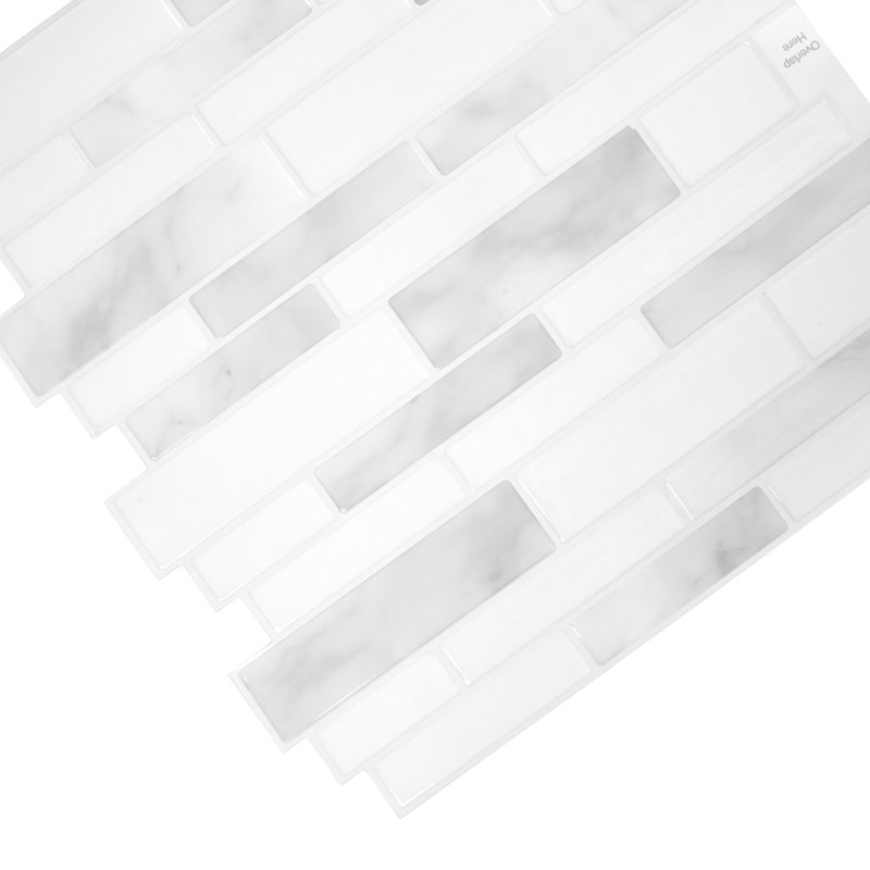 30cm x 30cm Wallpaper Tile, White/Light Grey