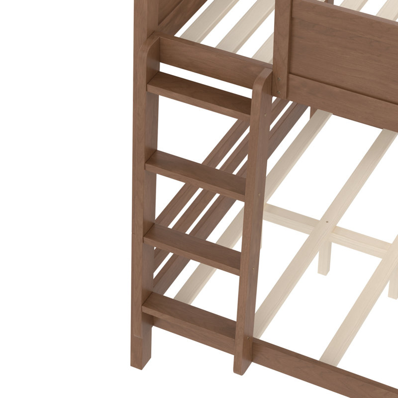 Queen Over Queen Solid Wood Bunk Bed with Shelves, Vintage Wood, Queen Over Queen