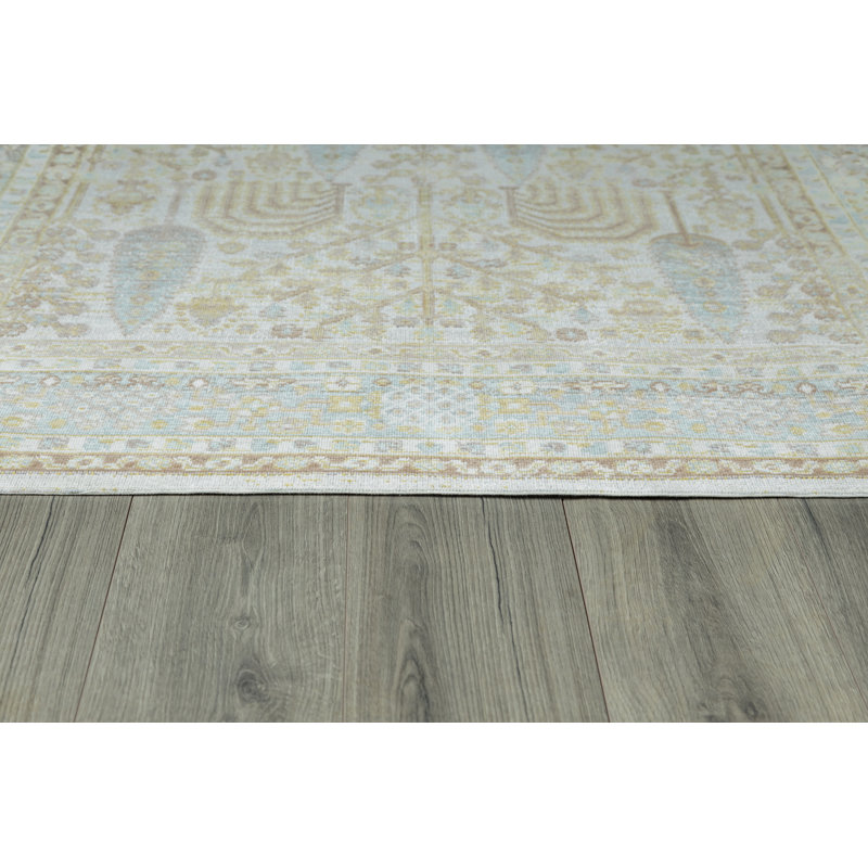 Tapis oriental ivoire / vert mer Ange, Rectangle de 2 pi x 3 pi