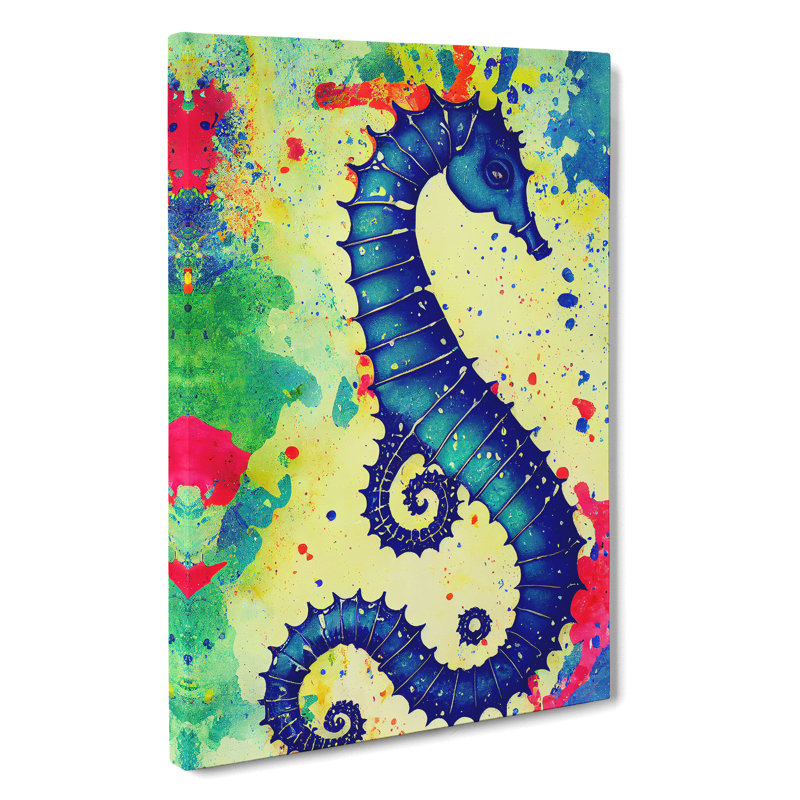 Seahorse Paint Splash No.1 - Wrapped Canvas, 50cm H x 35cm W x 3cm D