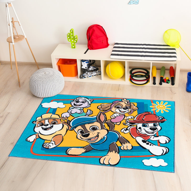 Licensed Nickelodeon Paw Patrol Team Blue Multi-Colored Easy Care Non-Slip Soft Polyester Kids Rug 3x5