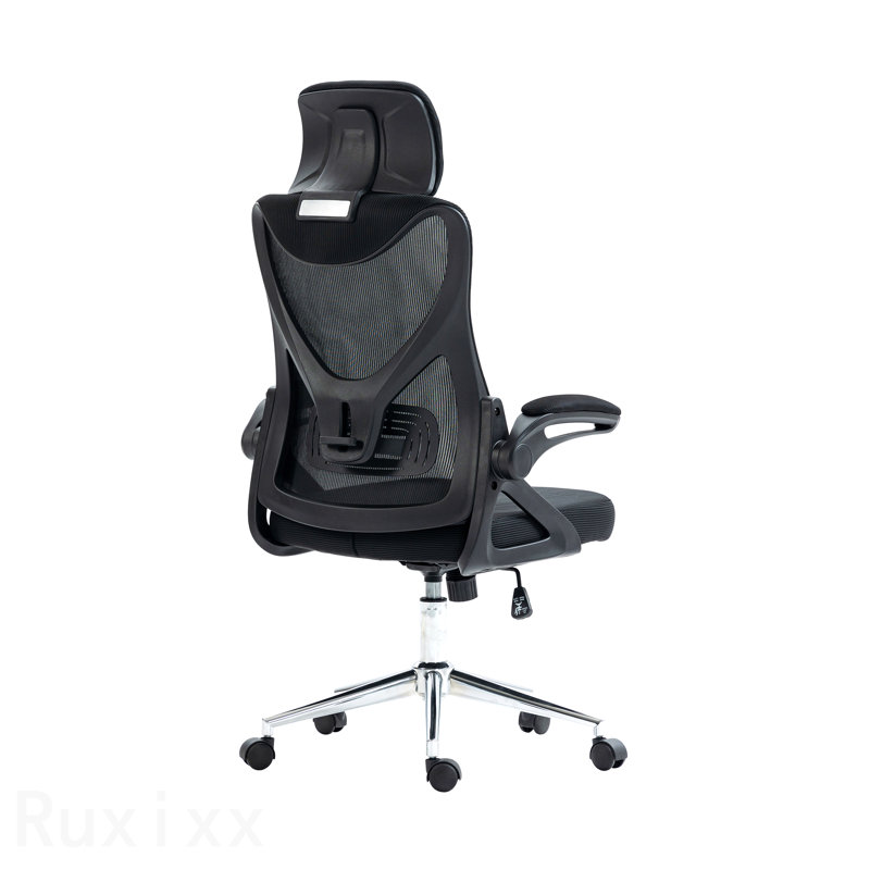 Fauteuil de bureau noir ergonomique, appui-tête et soutien lombaire noir, Essential