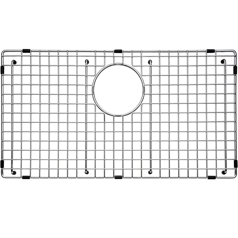 Grille d'évier en acier inoxydable robuste à drain arrière 24,17 po x 13,11 po