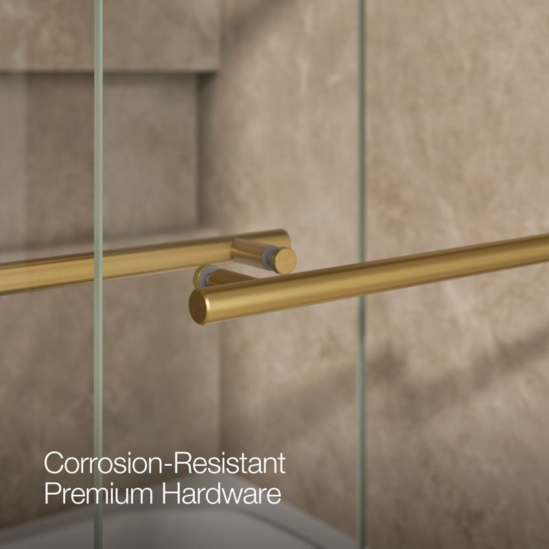 Levity Plus Less Sliding Bath Door, 61-9/16 In. H X 56-5/8 - 59-5/8 In. W, With 5/16 In.-Thick Crystal Clear Glass, Bronze