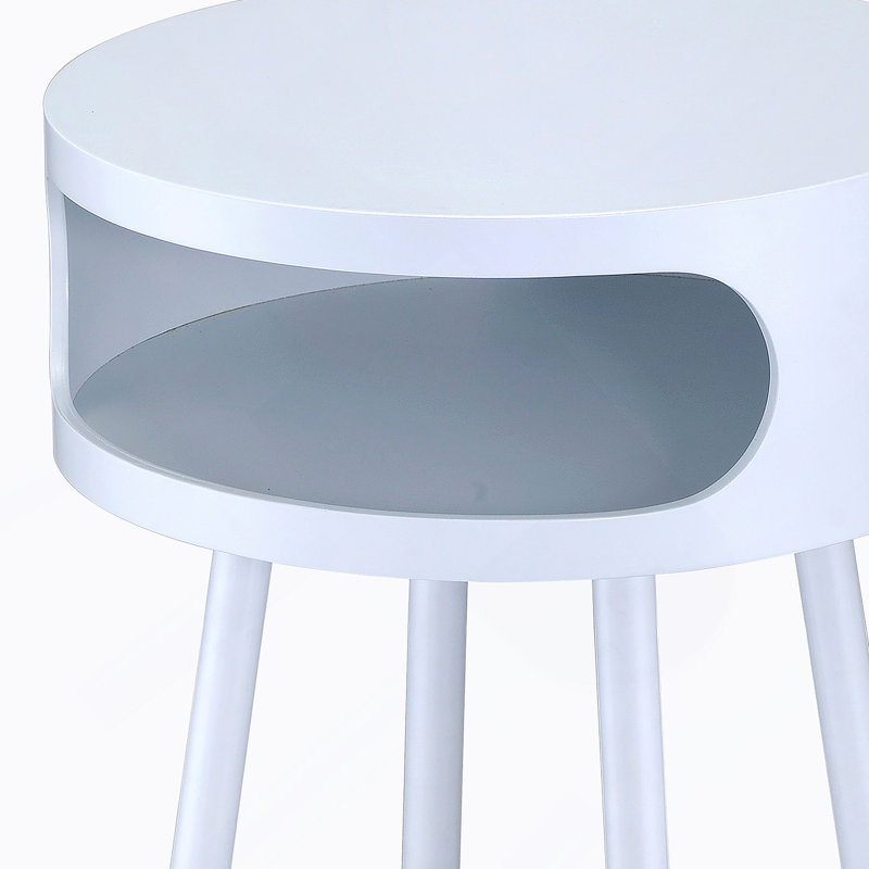 White and Natural Round 1-shelf End Table, White/Brown