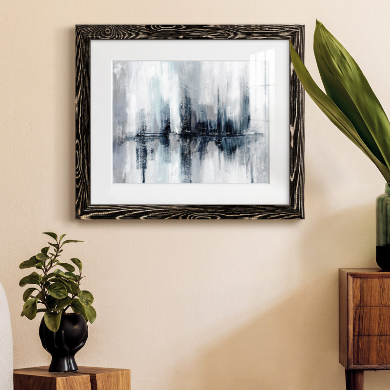 Indigo Harbor Lights - peinture encadrée, H 20 po x l 17 po x P 1,5 po, Cadre noir