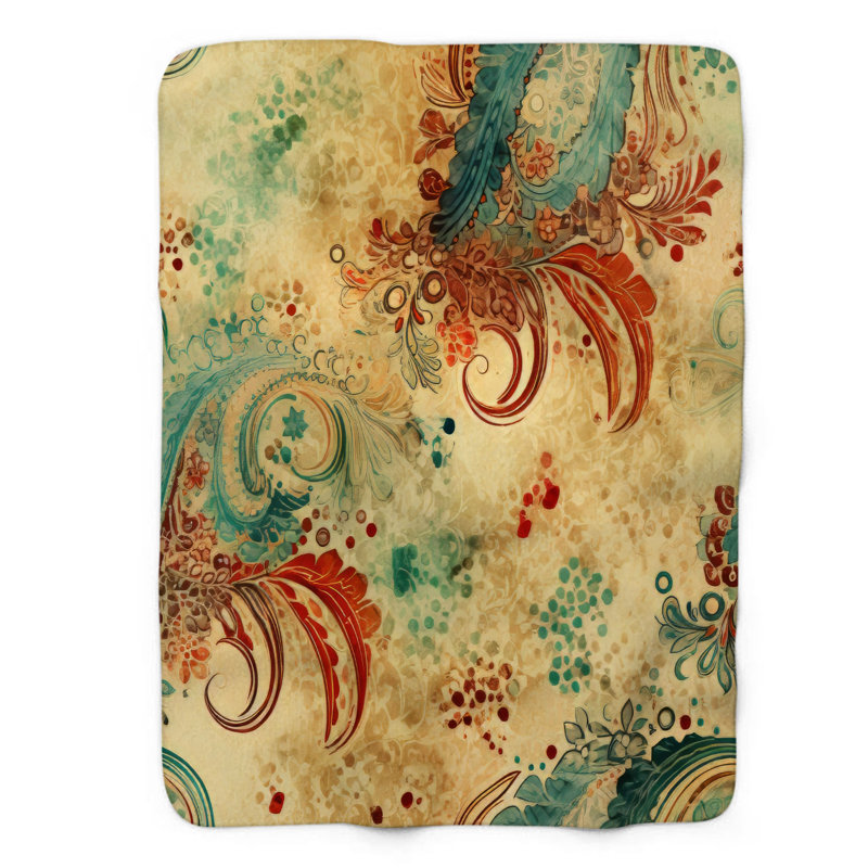 Vintage Colours - 1 Piece Premium Sherpa Blanket, Grand lit