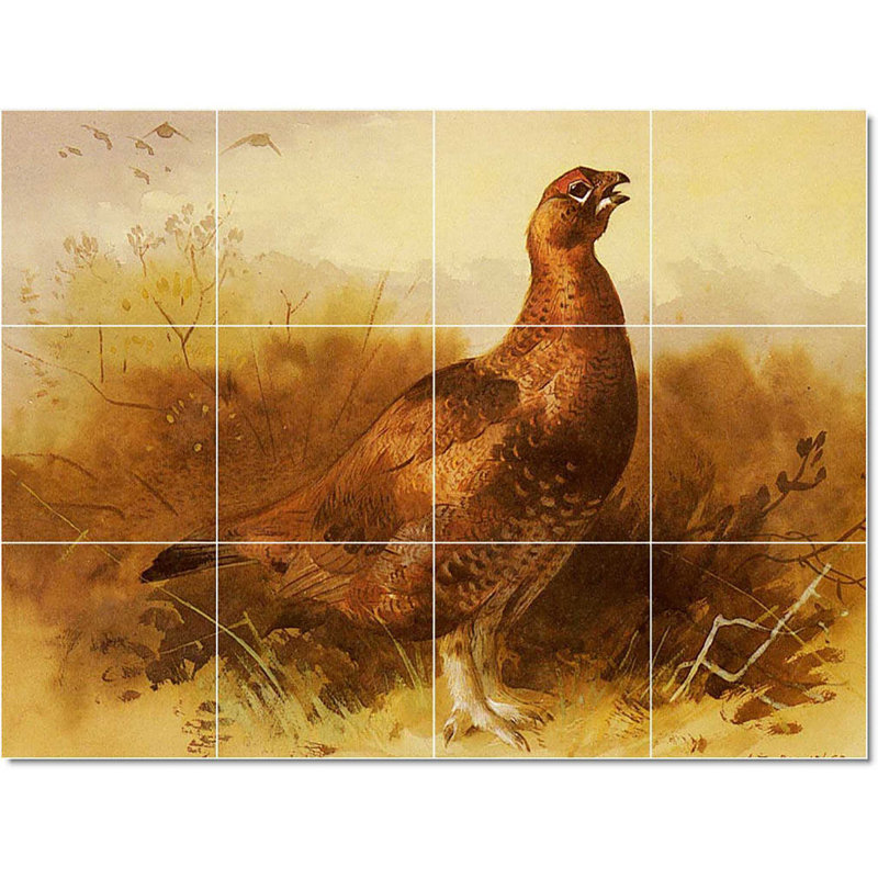 Carreau de céramique décorative 24 po x 18 po 6 po x 6 po, Archibald, Thorburn, peinture d'oiseaux W23197