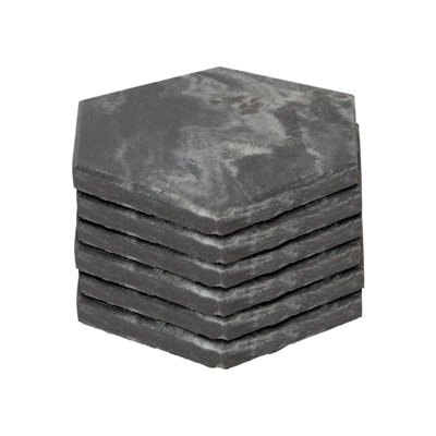 Argon Tableware 10cm Marble Coasters - Set of 6 Hexagonal Table Coasters