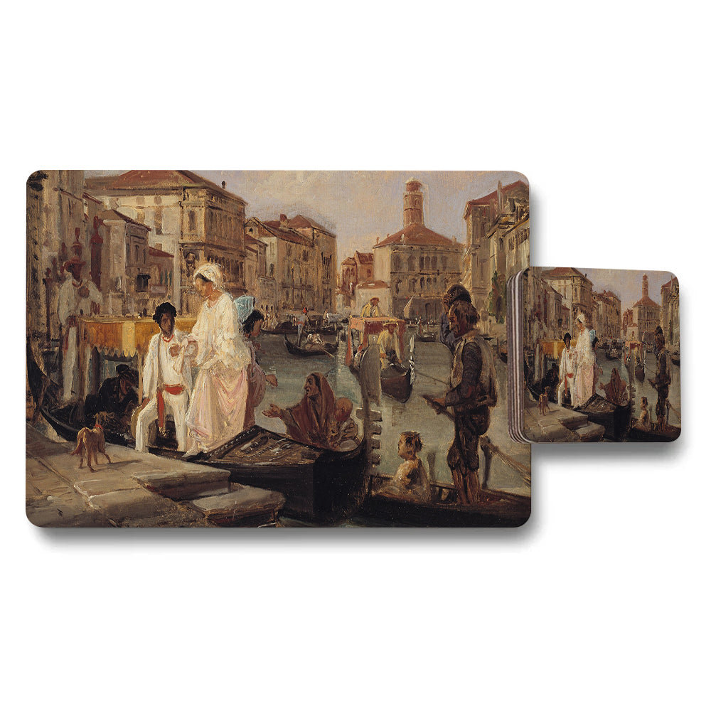 Venetian Canal Scene Placemat And Coaster Set Artwork
