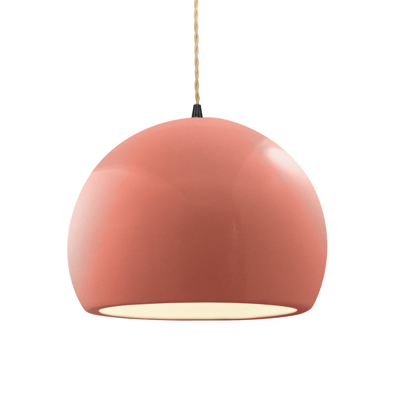 Luminaire suspendu à 1 lumière Aschwin, H 9,25 po x l 12,25 po x P 12,25 po, Rosé brillant, Matte Black