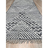 Black Handwoven Wool Stacked Chevron Diamond Geometric Modern Contemporary Carpet Rug