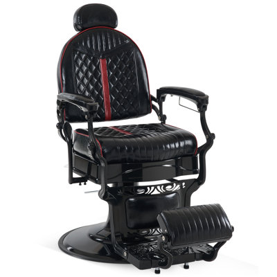 Keniah 27.6" Wide Vintage Heavy Duty Salon Chair, Hydraulic Swivel Barber Chair by Inbox Zero