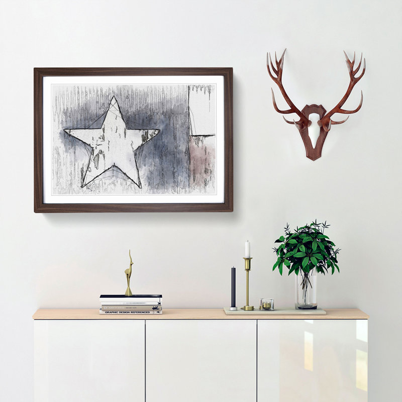 Flag of Texas in Abstract - Picture Frame Graphic Art Print, Walnut Framed, 48cm H x 65cm W x 2cm D