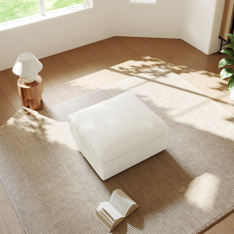 Canapé rembourré avec repose-pieds modulaire Cloud Couch, Crème, crème
