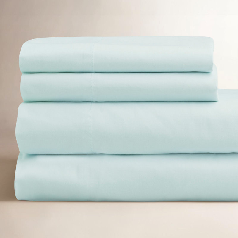 Ensemble de draps 100% percale de coton à contexture de 300 fils Fulham, Bleu pâle