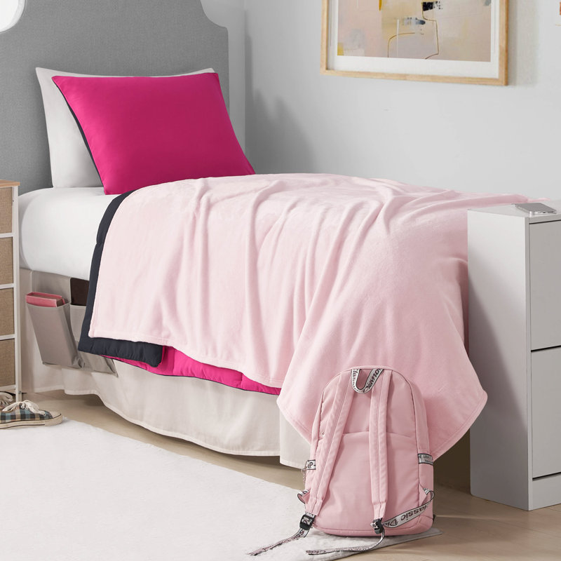 The Sheet Lab Solid Plush Throw Blankets, Light Pink