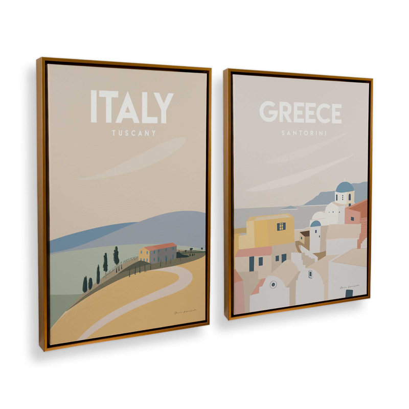 «Scenic Escapes», ensemble de 2, reproduction sur toile, H 12,75 po x l 8,75 po, Cadre flottant doré poli