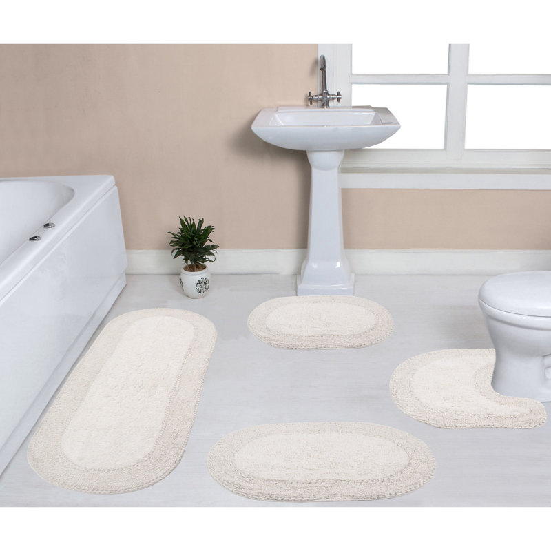 Tapis de bain 100% coton Traci (ensemble de 4), Ivoire ivoire
