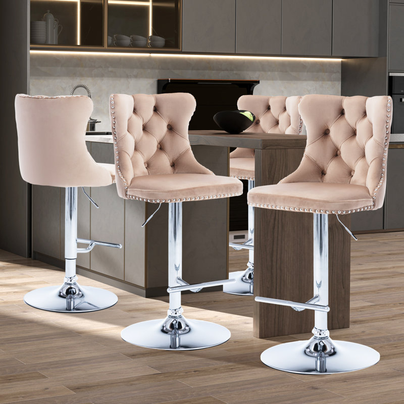 Tabourets de bar Kalinka, Argent, Kaki, 4
