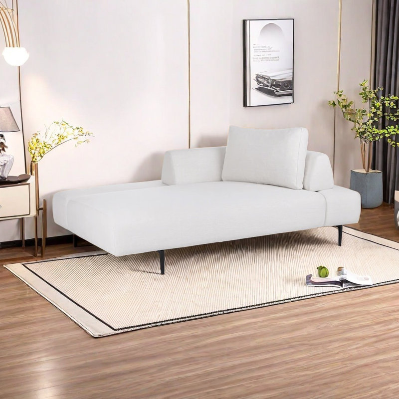 Breathable cotton-linen fabric Chaise Lounge, Right Hand Facing