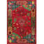 Tapis décoratif rouge à motif floral rouge rétro à motif lavable à la machine-1493725498