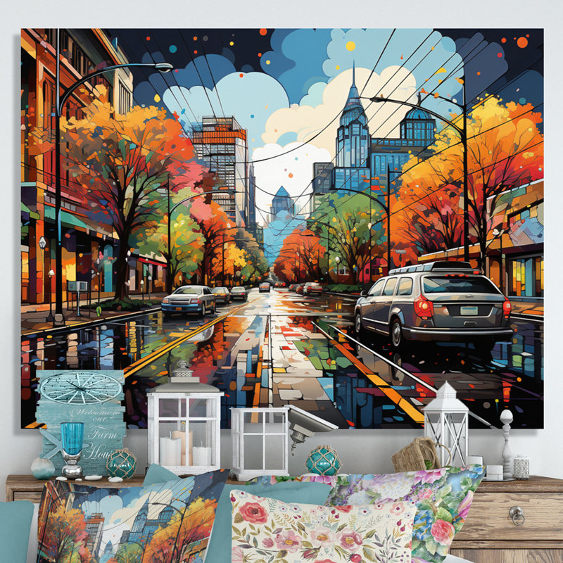 Manrico City Nashville Popart II - impression, H 24 po x l 32 po x P 1 po, Toile tendue