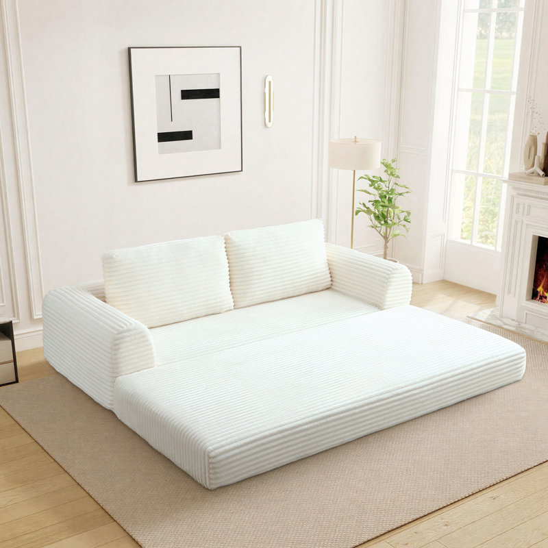 Canapé-lit Boneless Cloud Compression, H 33,8 po x l 82 po x P 37,4 po, Beige