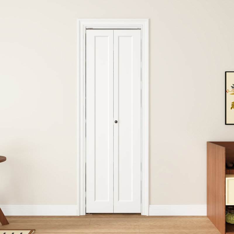 24"x80" 1 Panel Shaker Style White Primed Hollow-Core Composite Interior Bifold Closet Door, 24" x 80"