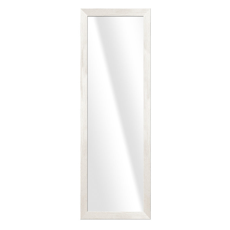 Jarel Wood Flat Wall Mirror, 127cm H x 47cm W, Cream