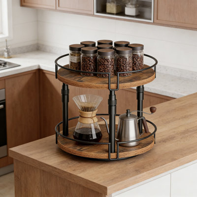 2-Tier Adjustable Lazy Susan Spice Rack Organizer, 360-Degree Rotating Turntable For Kitchen Countertop And Cabinet Storage