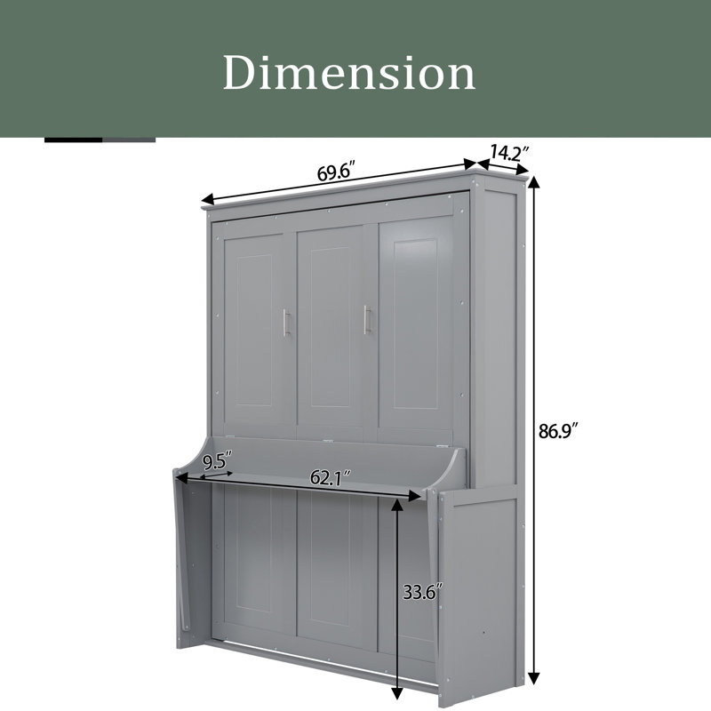 Lit avec rangement Graycee, Gris