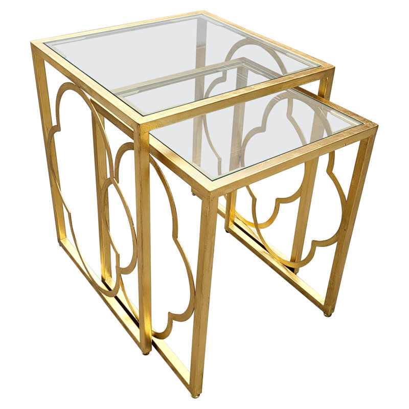 Louisiana 2 Piece Nesting Tables, Gold Leaf
