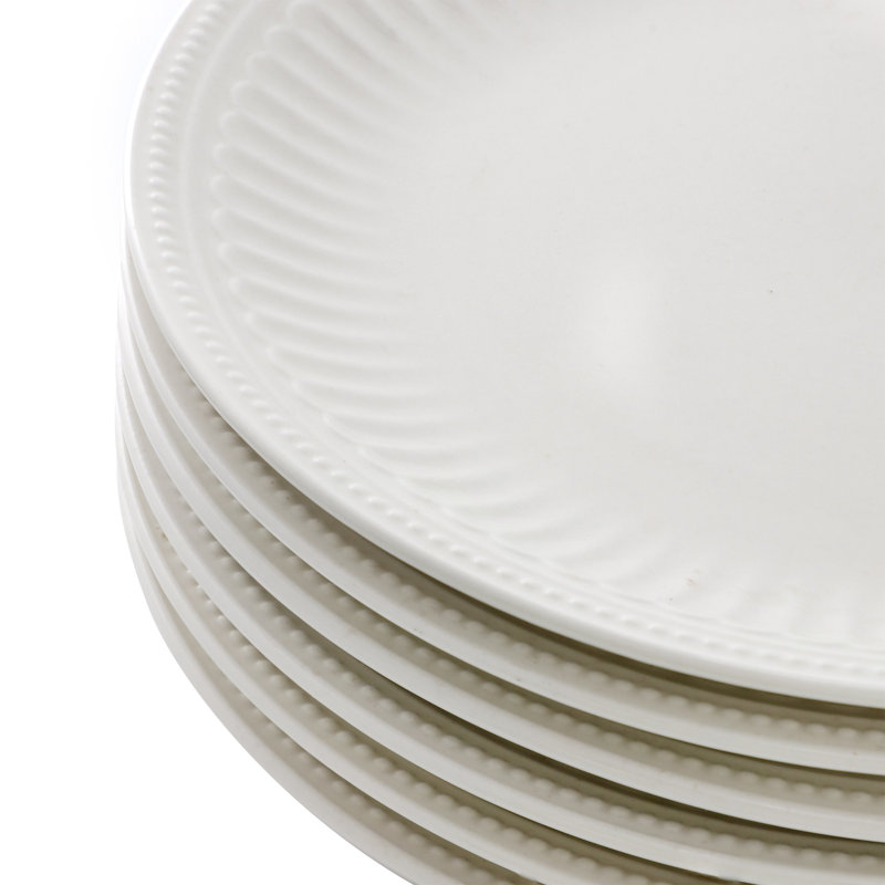 Ensemble de 6 assiettes en grès blanc Elama Hansel, service pour 6