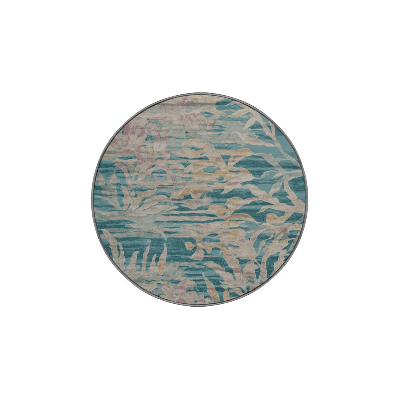 Tapis gris lavable à la machine, Rond 5 pi