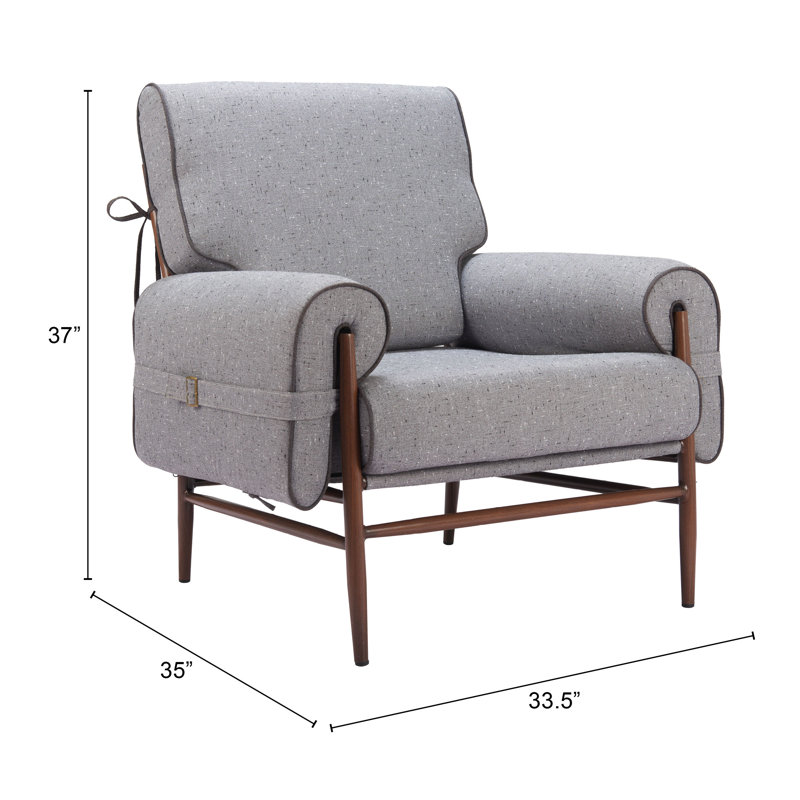 Gray Polyester and Metal Contemporary Accent Chair