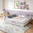 Full Size Floor Platform Bed With Fence And Door For Kids, Montessori Floor Bed Frame With Support Slats For Toddlers, Wooden Floor Bed-353269352