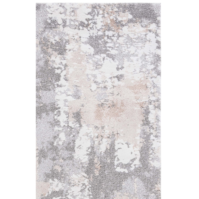 Tapis beige / gris en polypropylène tissé à la machine Whalsay, Rectangle 8 pi x 10 pi