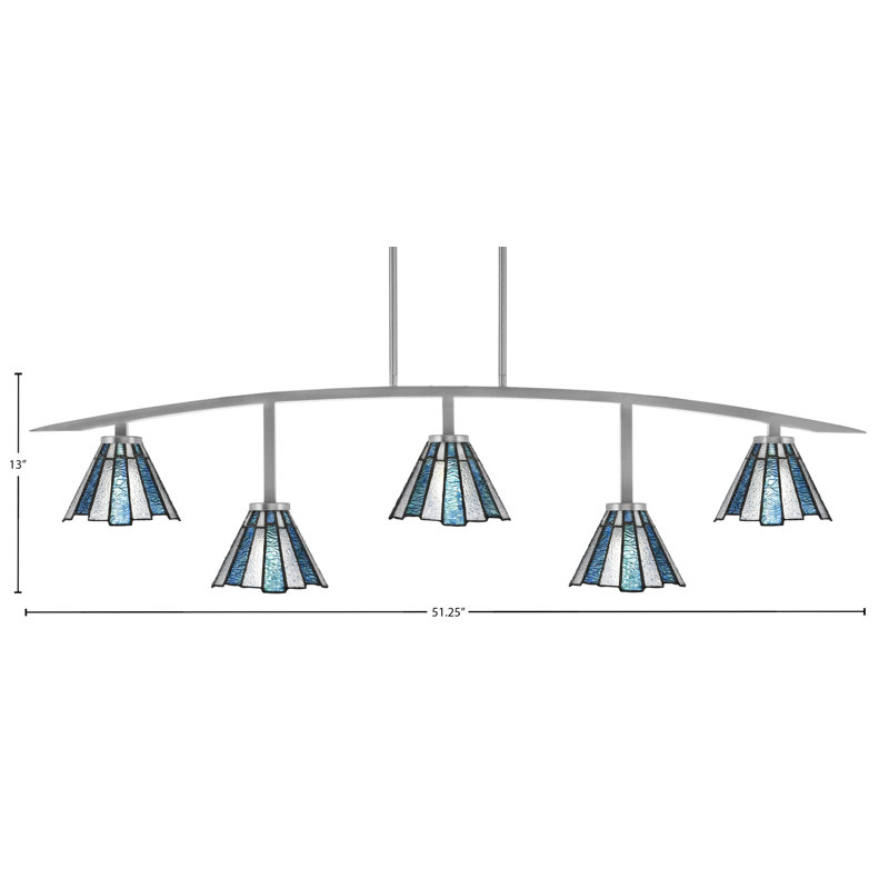 Barre d'éclairage 5 lumières kurve au fini graphite avec verre d'art 7 po Ice Sea