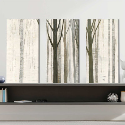 Down to the Woods on White - Ensemble de 3 reproductions d'art sur toile tendue