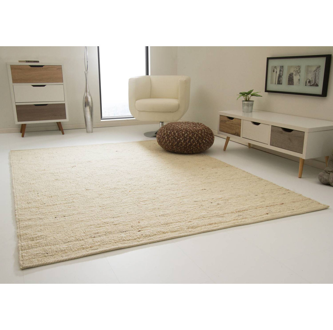 ModernMoments Handgefertigter Flachgewebe-Teppich Wilmslow aus Wolle in Hellnatur Teppichgröße: Rechteckig 170 x 230 cm