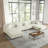 Seemab 6 - Piece Upholstered Beige Corduroy Modular Sectional with Pillow Back and Removable Ottoman-1357576012-1348314275